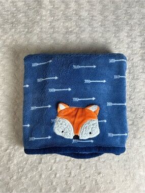 Parent's Choice Blue Fox Baby Blanket Orange White Arrows Print Security Lovey